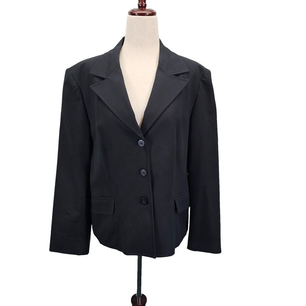 Talbots Womens Size 12 Stretch‎ Black Lined Blazer Three Buttons Pockets Career